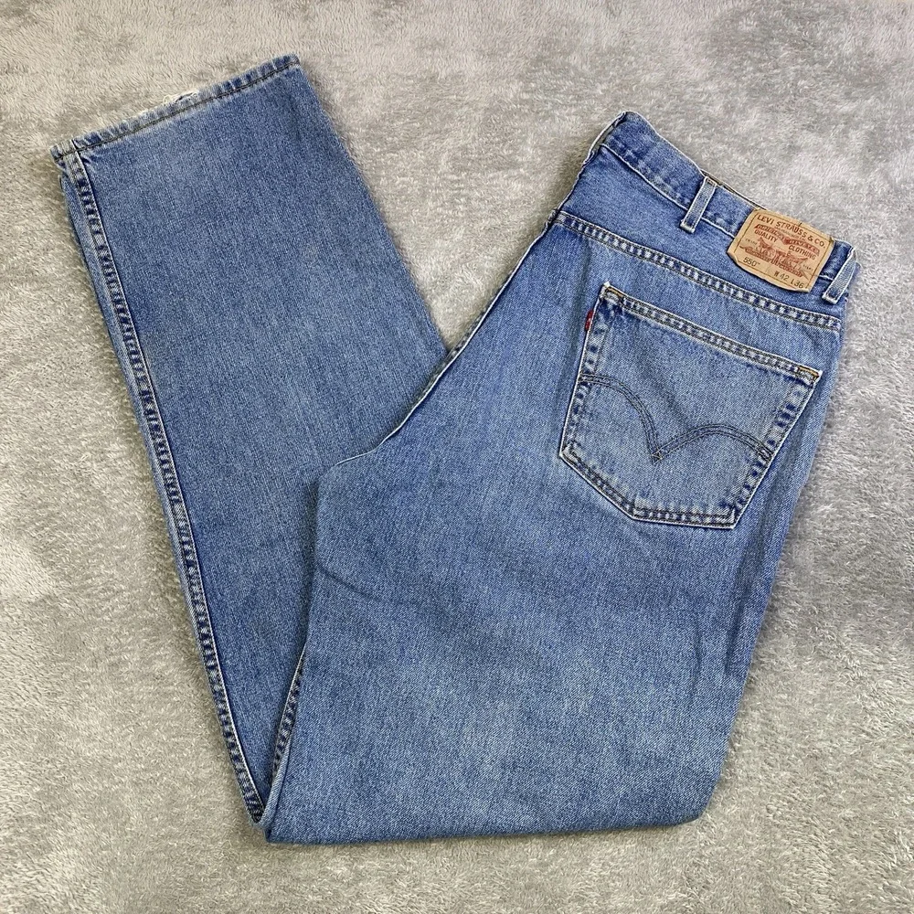 Levis 550 Jeans Men 42x36 Blue Relaxed Fit Tapered 100% Cotton Distressed y2k